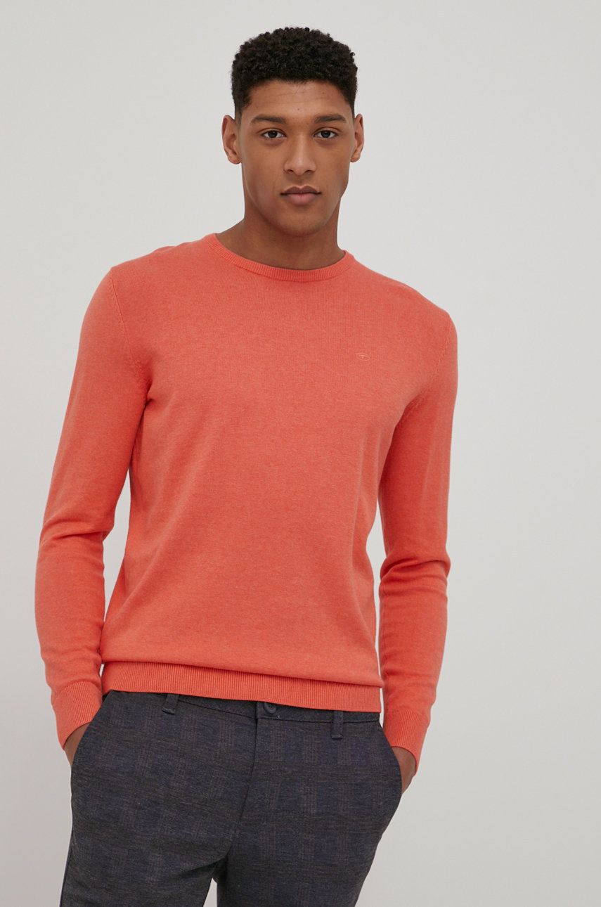 Tom Tailor sweter bawełniany męski kolor pomarańczowy lekki