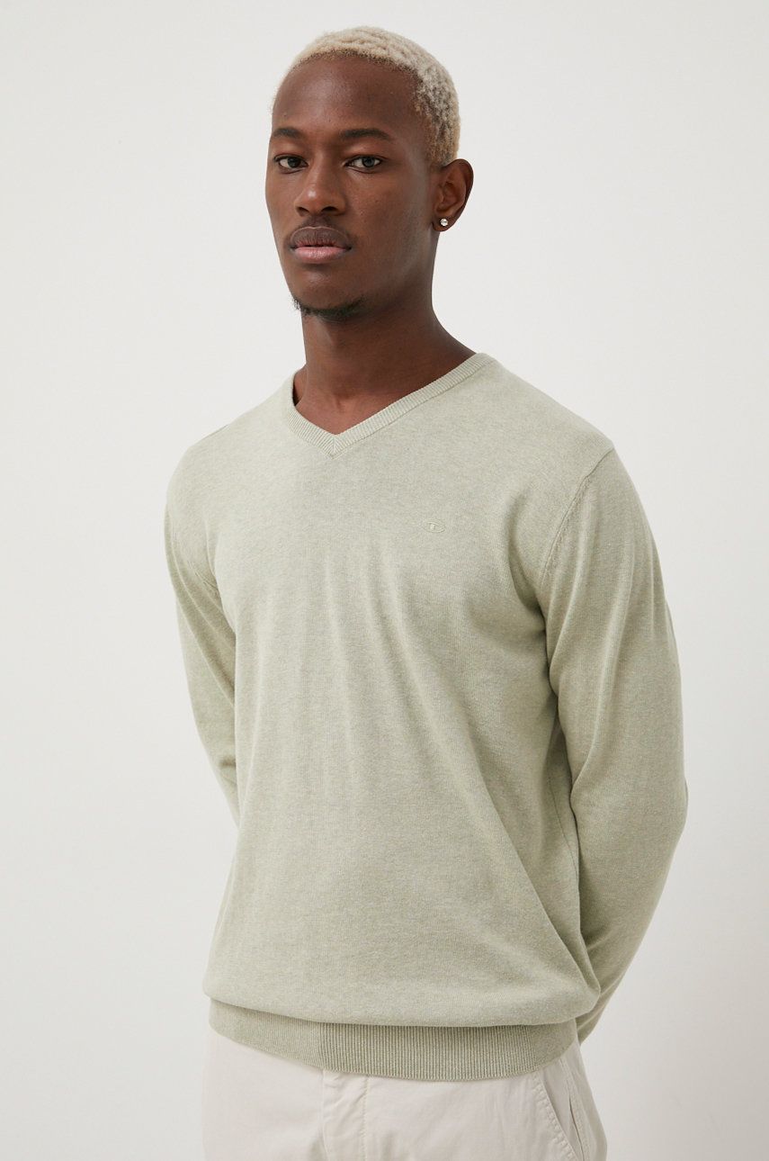 Tom Tailor sweter bawełniany męski kolor zielony
