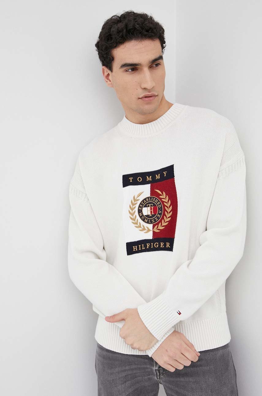 

Памучен пуловер Tommy Hilfiger Icon мъжки в бежово от лека материя, Бежов