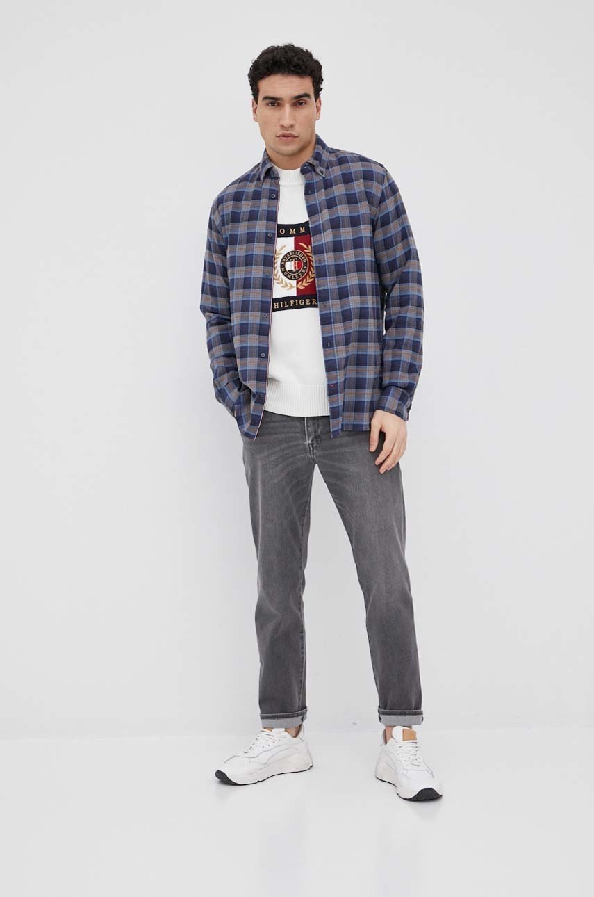 

Хлопковый свитер Tommy Hilfiger Icon мужской цвет бежевый лёгкий