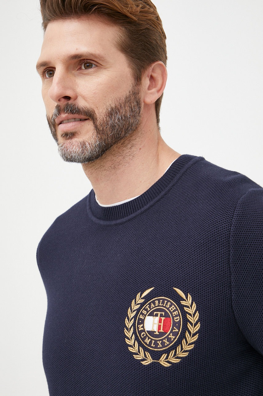 

Памучен пуловер Tommy Hilfiger Icon мъжки в тъмносиньо от лека материя, Тъмносин