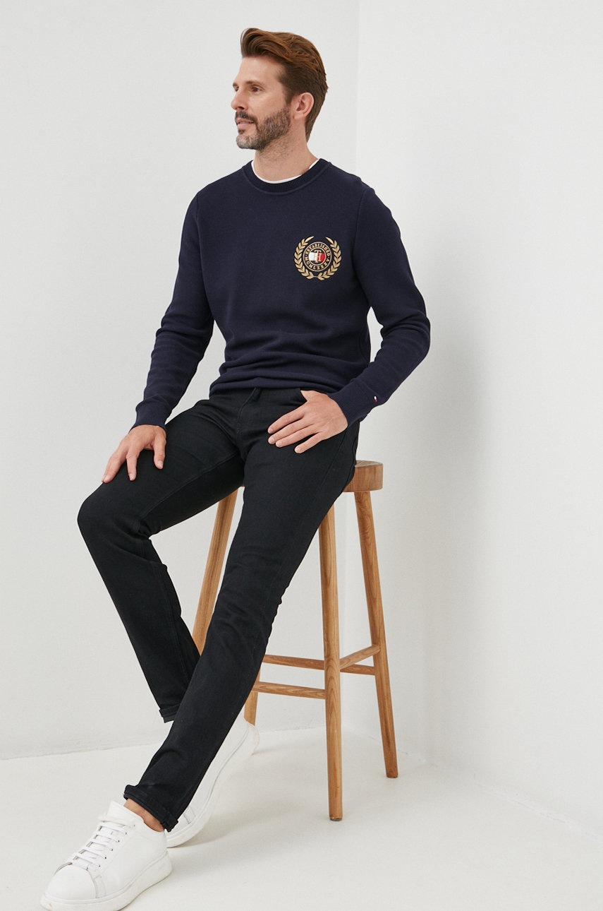 

Хлопковый свитер Tommy Hilfiger Icon мужской цвет синий лёгкий