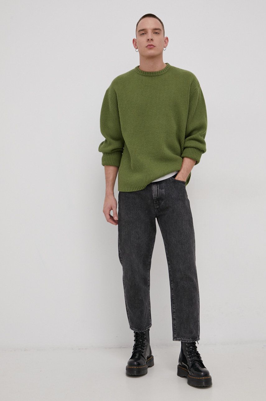 Levi's Sweter wełniany męski kolor zielony