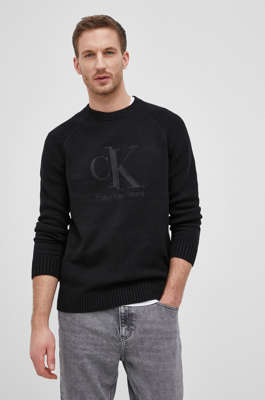 

Пуловер с вълна Calvin Klein Jeans мъжки в черно, Черен