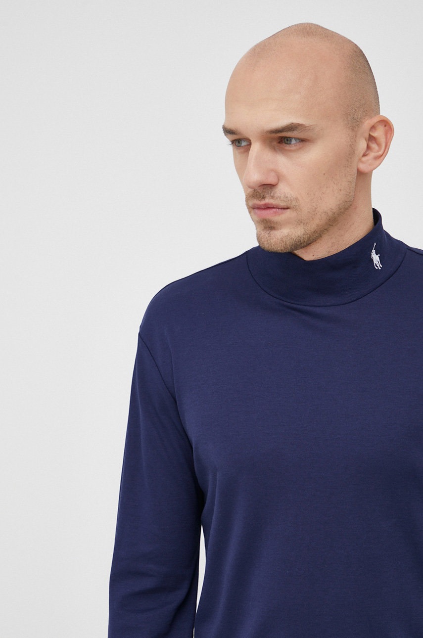

Хлопковый лонгслив Polo Ralph Lauren цвет синий гладкий