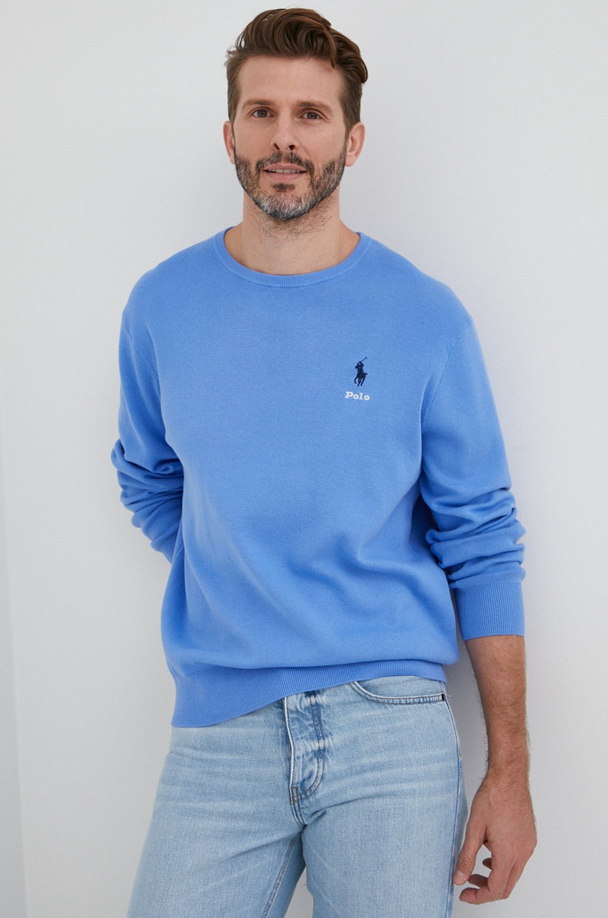 

Памучен пуловер Polo Ralph Lauren мъжки от лека материя, Син