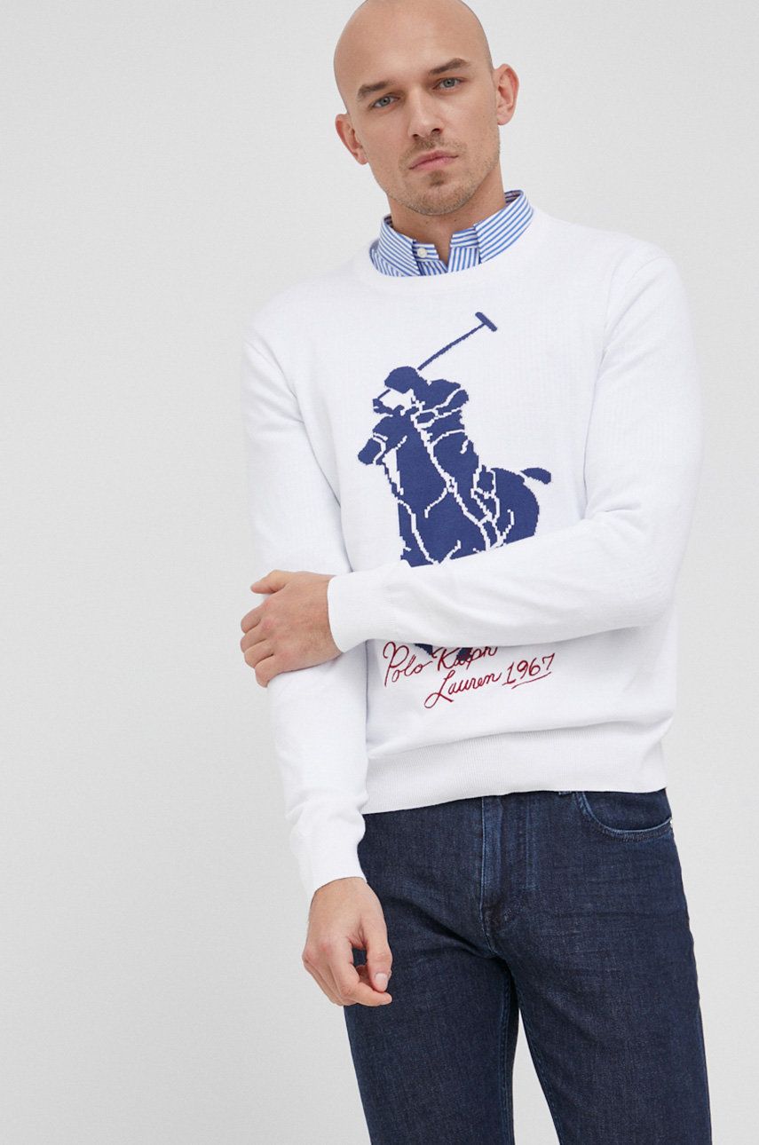 Polo Ralph Lauren Sweter bawełniany męski kolor biały