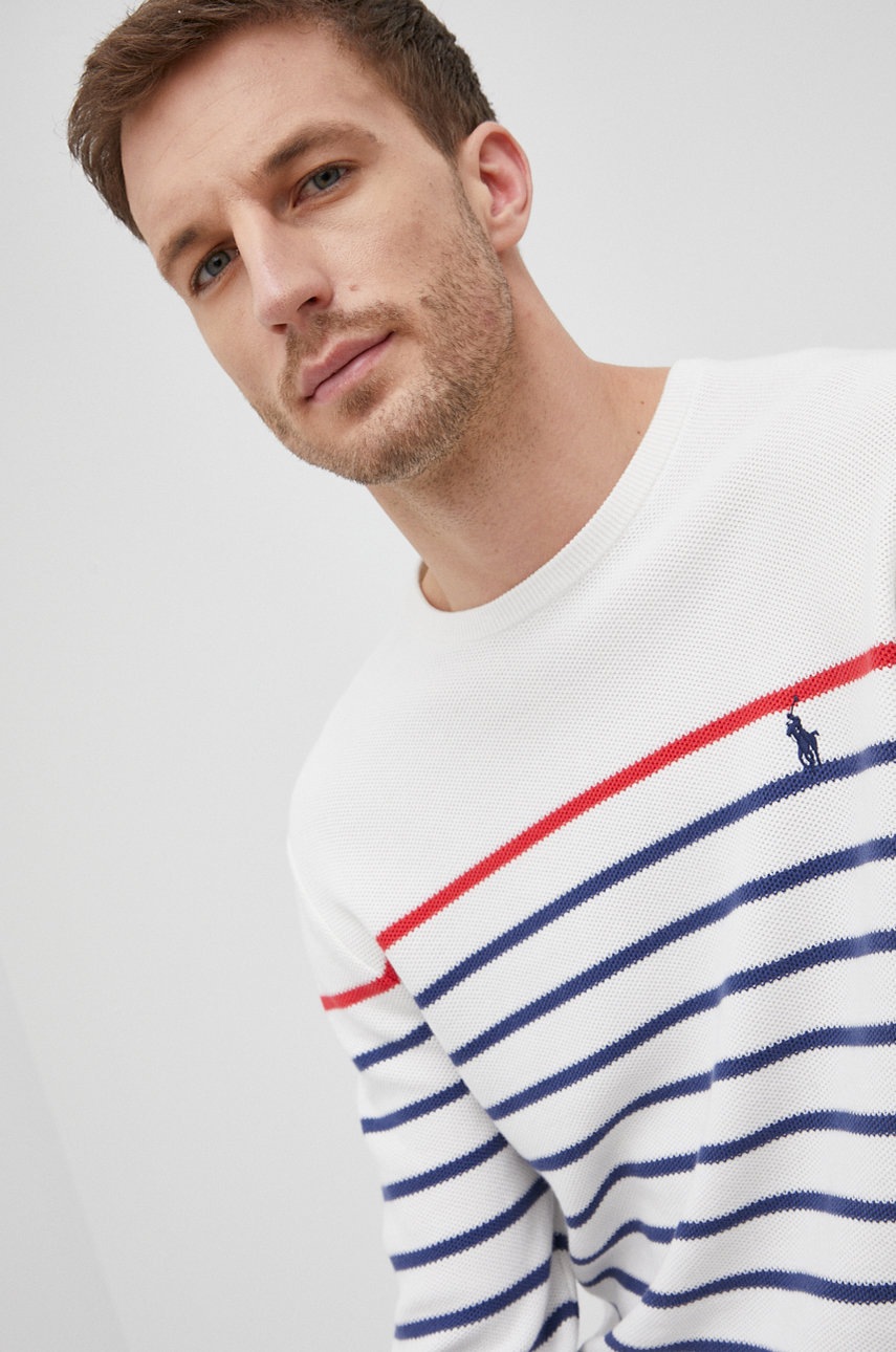 

Памучен пуловер Polo Ralph Lauren мъжки в бяло, Бял