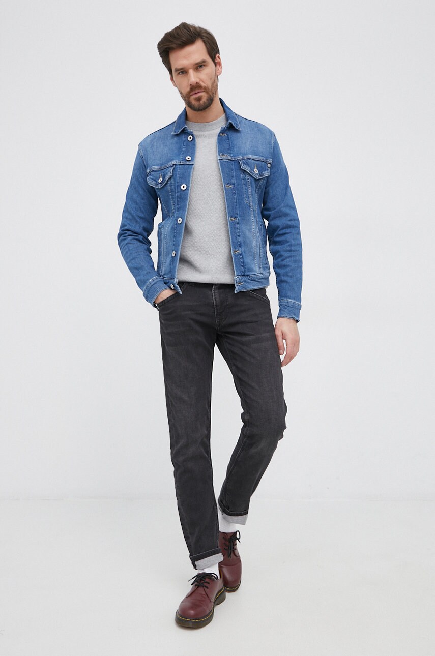 

Хлопковый свитер Pepe Jeans Jason мужской цвет серый лёгкий