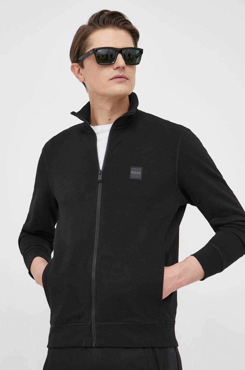 

Хлопковая кофта BOSS BOSS CASUAL мужская цвет серый однотонная