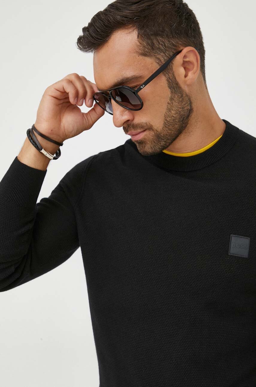 

Светр з домішкою кашеміру BOSS BOSS CASUAL чоловічий колір чорний легкий