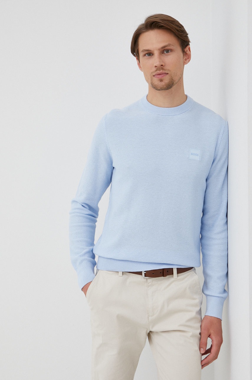 

Пуловер BOSS Boss Casual мъжки от лека материя, Син