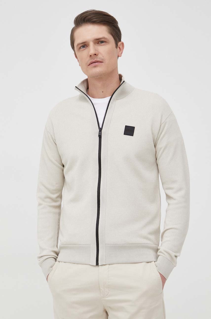

Бавовняний кардиган BOSS Boss Casual чоловічий колір бежевий