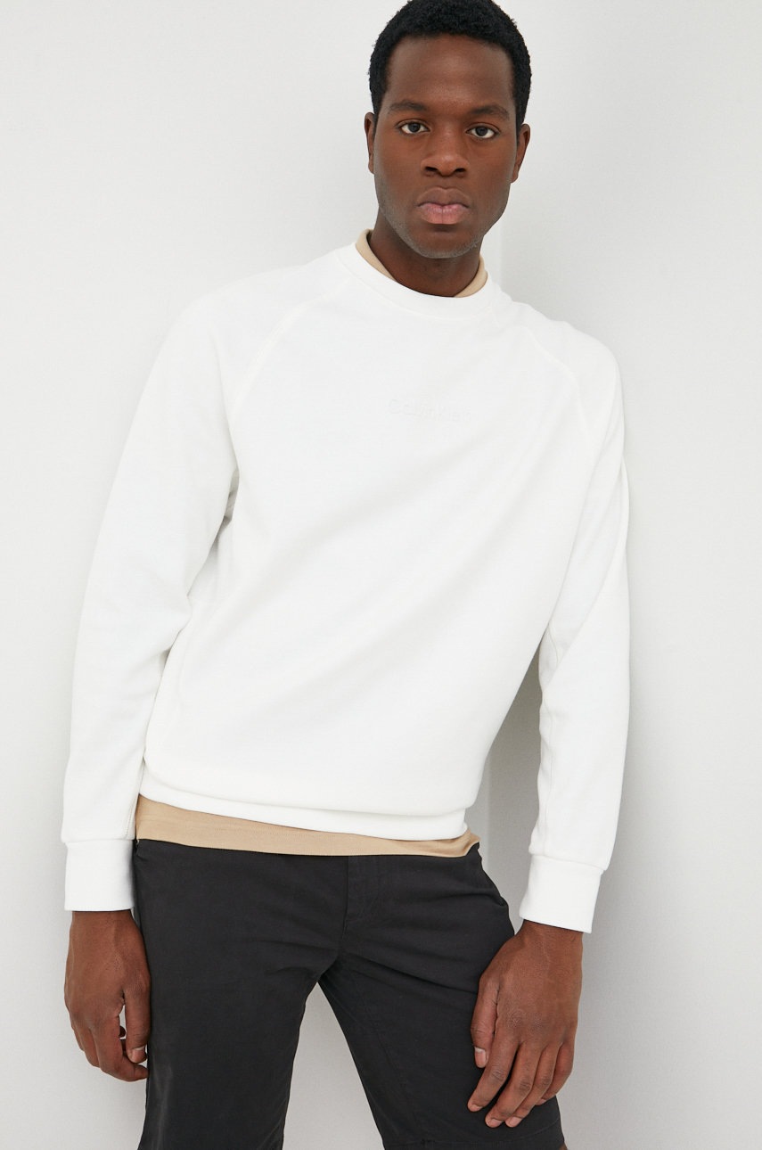 

Суичър Calvin Klein в бяло с апликация, Бял