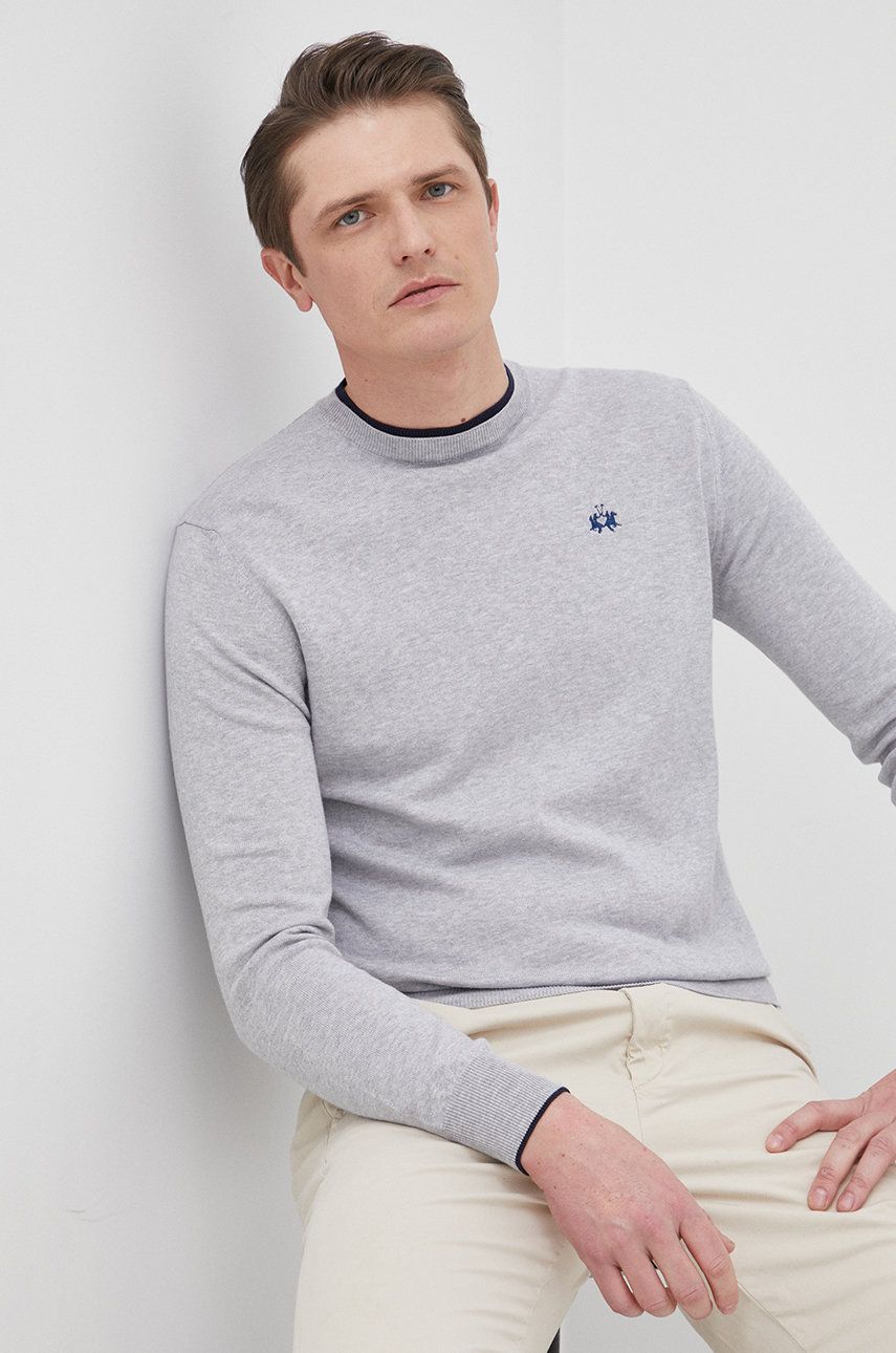 La Martina pulover de bumbac barbati, culoarea gri, light 2023 ❤️ Pret Super answear imagine noua 2022