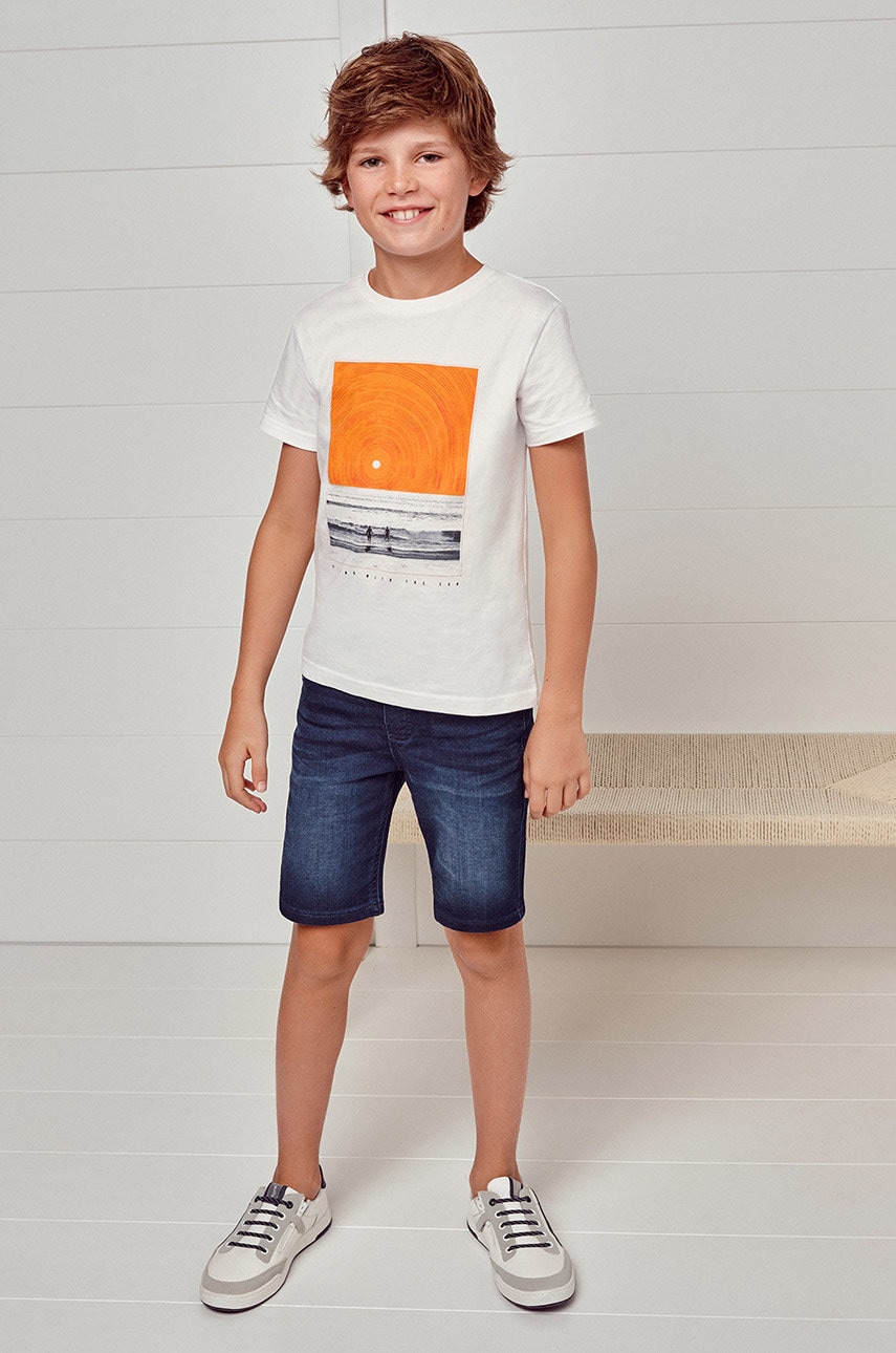 Mayoral pantaloni scurti din denim pentru copii culoarea albastru marin, talie reglabila
