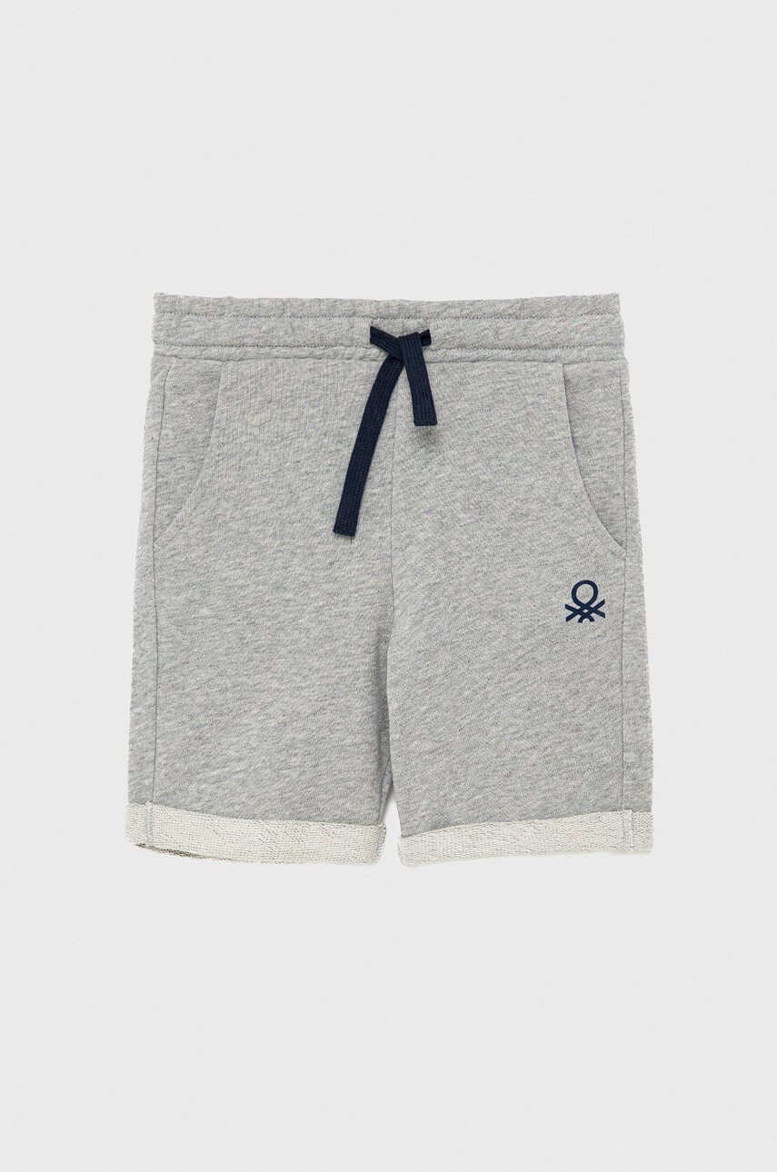 United colors of benetton pantaloni scurți din bumbac pentru copii culoarea gri, talie reglabila