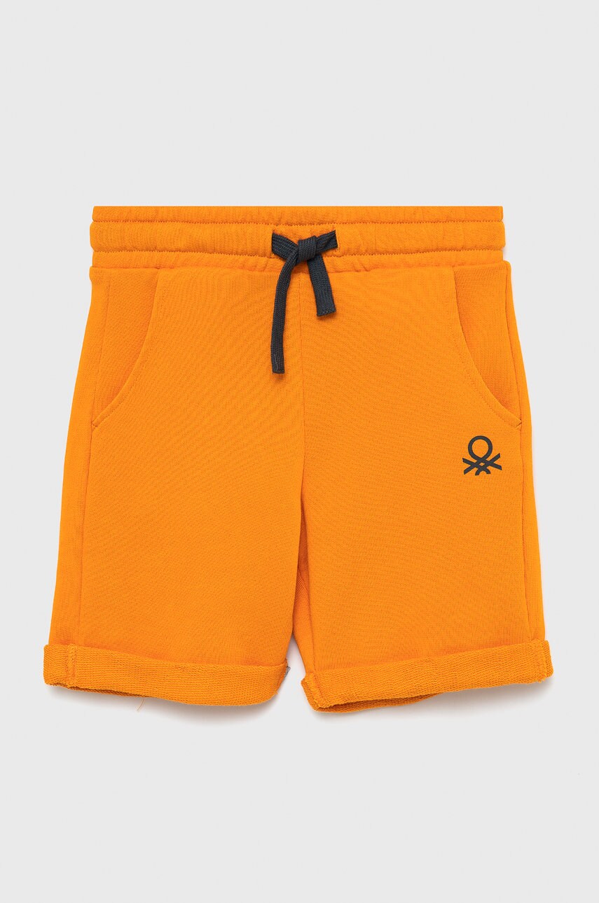 United colors of benetton pantaloni scurți din bumbac pentru copii culoarea portocaliu, talie reglabila