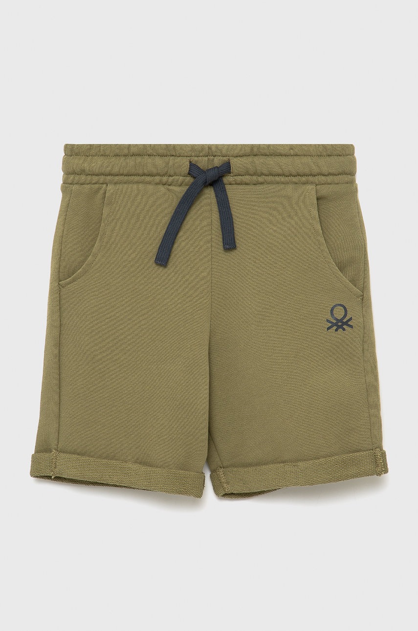 United colors of benetton pantaloni scurți din bumbac pentru copii culoarea verde, talie reglabila