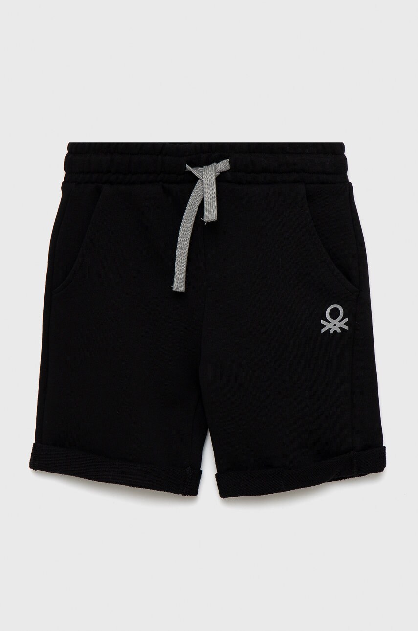 United colors of benetton pantaloni scurți din bumbac pentru copii culoarea negru, talie reglabila