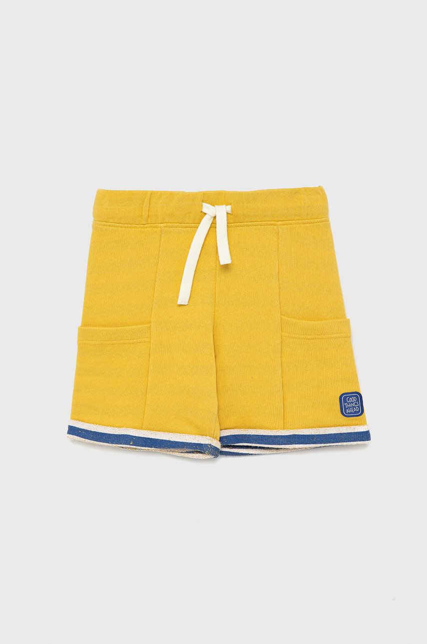 United Colors of Benetton pantaloni scurți din bumbac pentru copii culoarea galben, talie reglabila