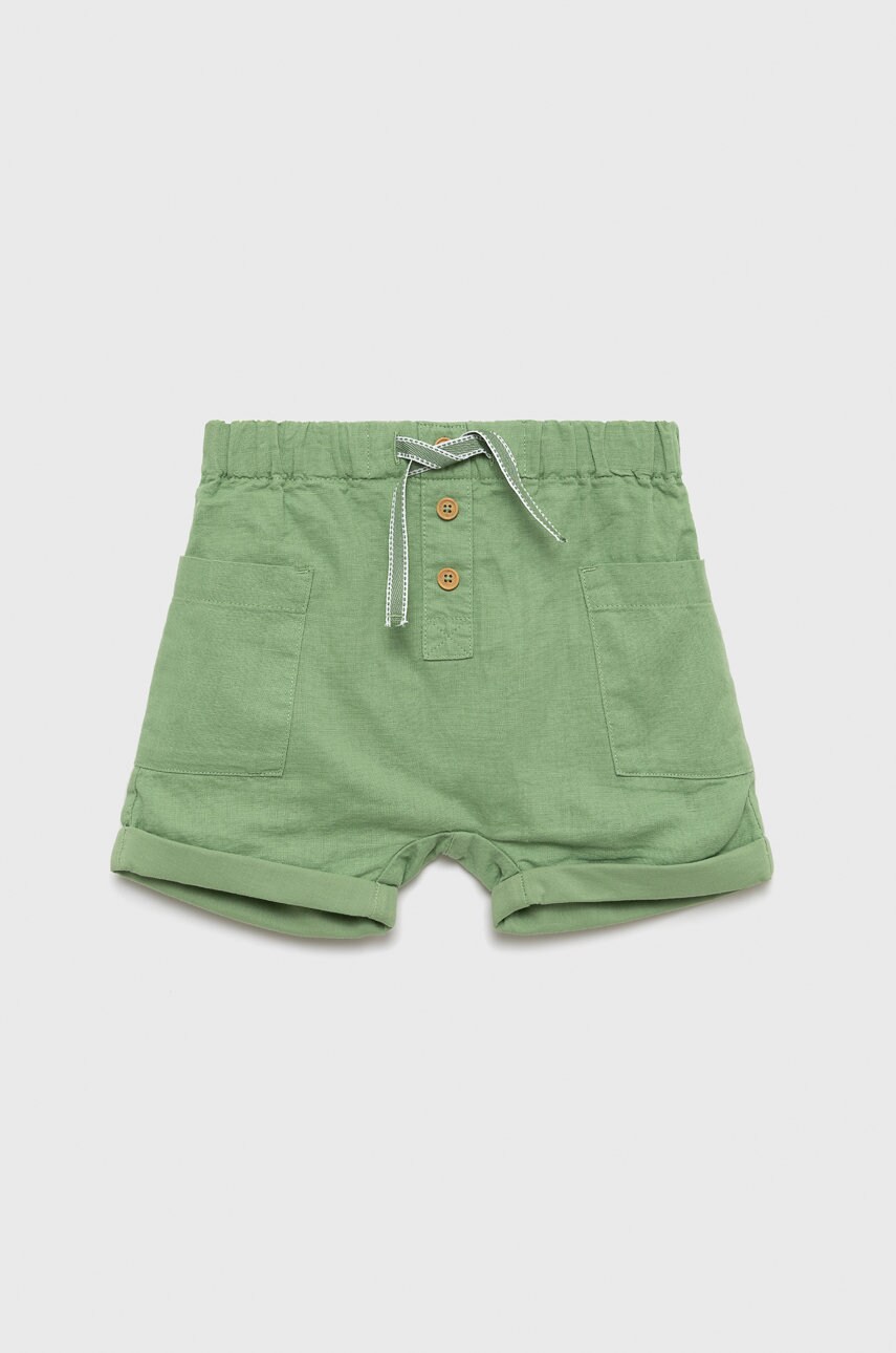 United colors of benetton pantaloni scurți de in pentru copii culoarea verde,