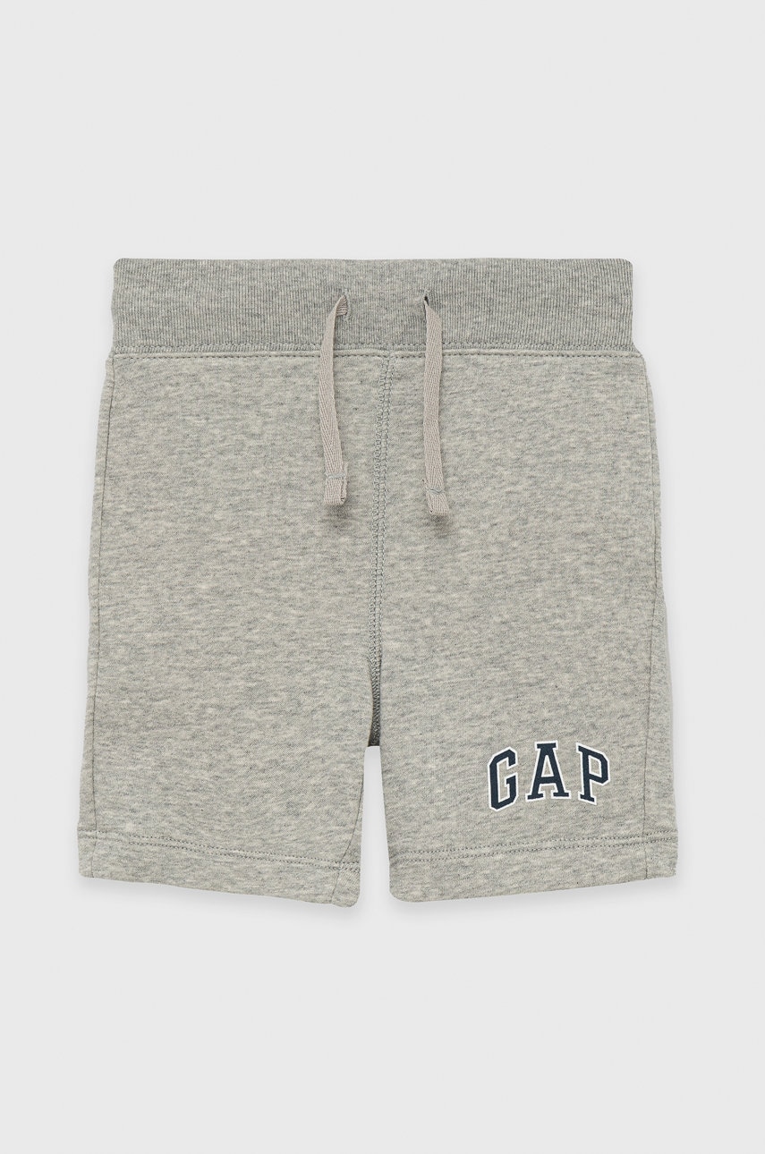 Gap pantaloni scurti copii culoarea gri, melanj, talie reglabila