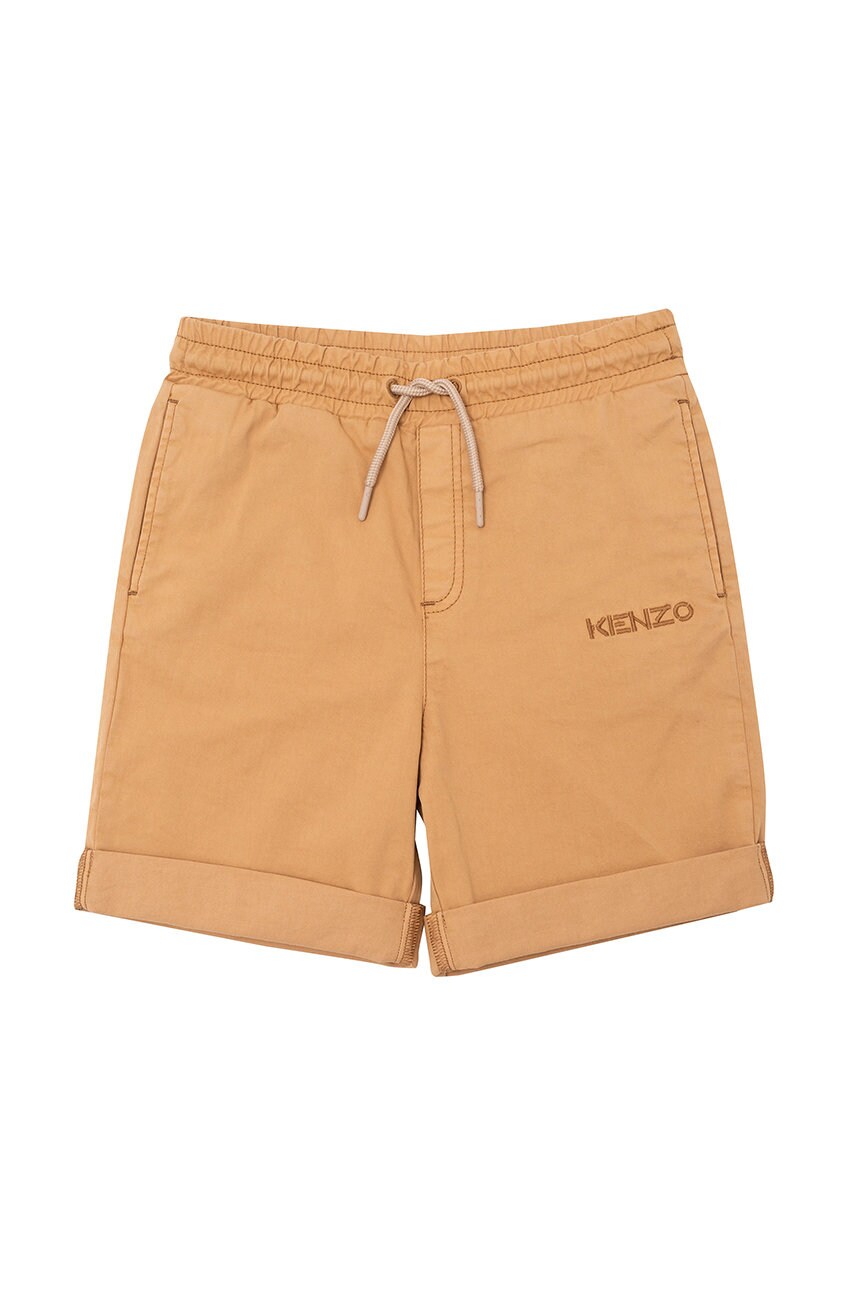 Kenzo Kids pantaloni scurti copii culoarea bej, talie reglabila