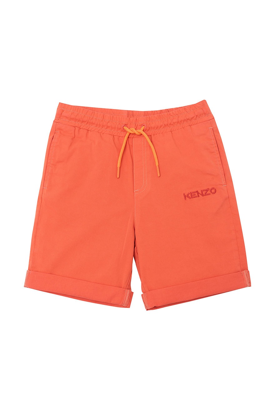 

Детски къси панталони Kenzo Kids в оранжево с регулируема талия, Оранжев