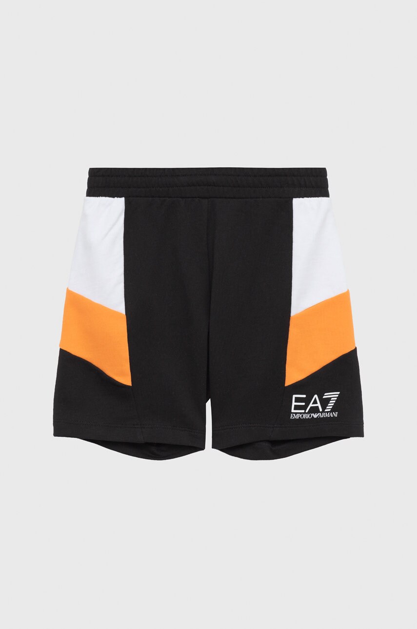Ea7 emporio armani pantaloni scurți din bumbac pentru copii culoarea negru