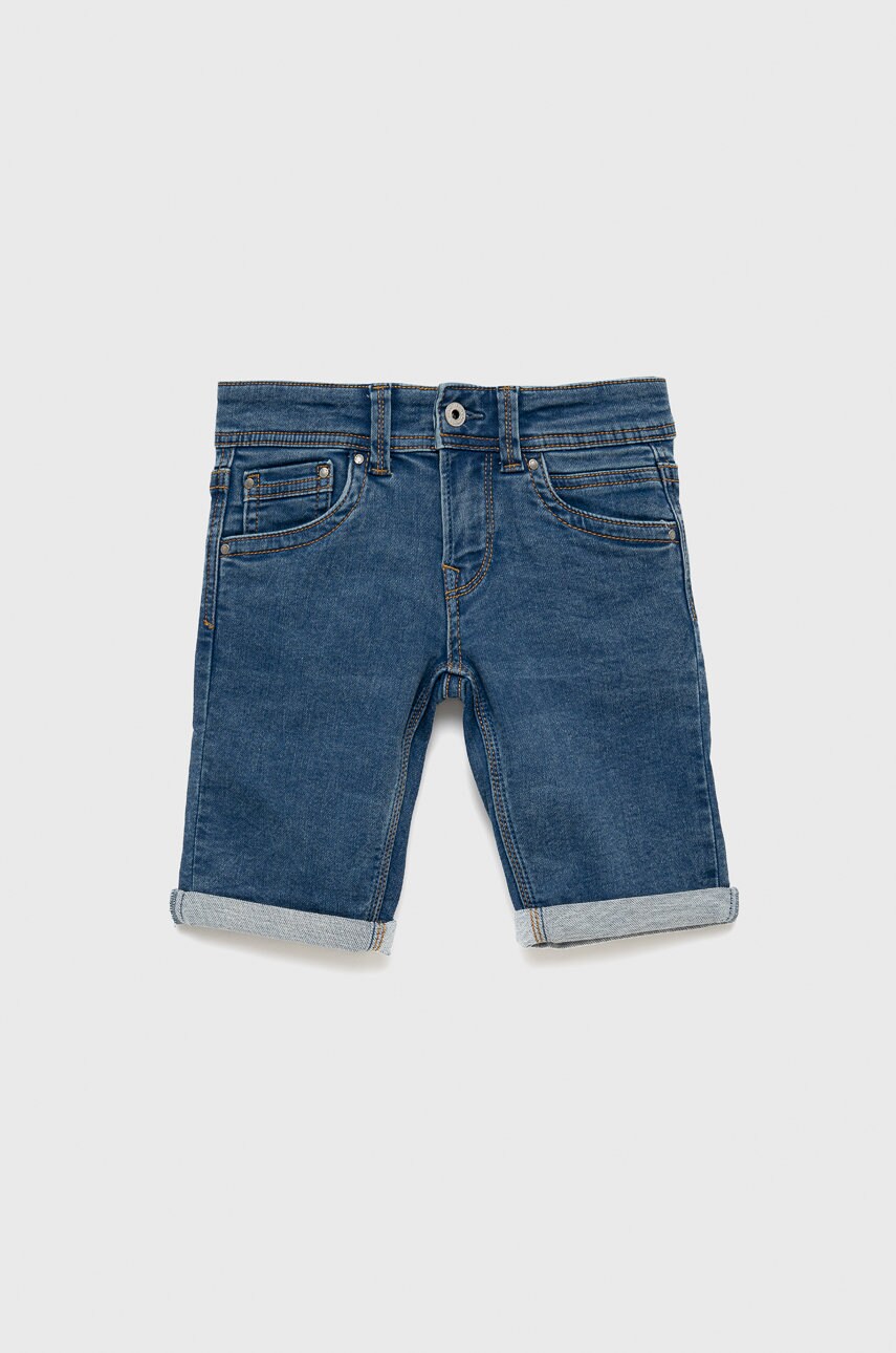 Pepe jeans pantaloni scurti din denim pentru copii culoarea albastru marin, talie reglabila