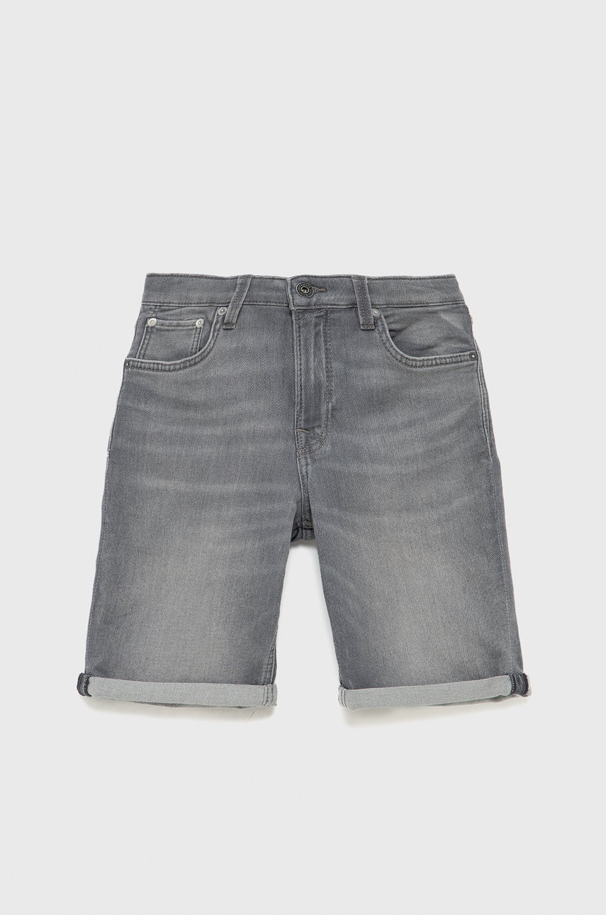Jack & Jones pantaloni scurti din denim pentru copii culoarea gri, talie reglabila