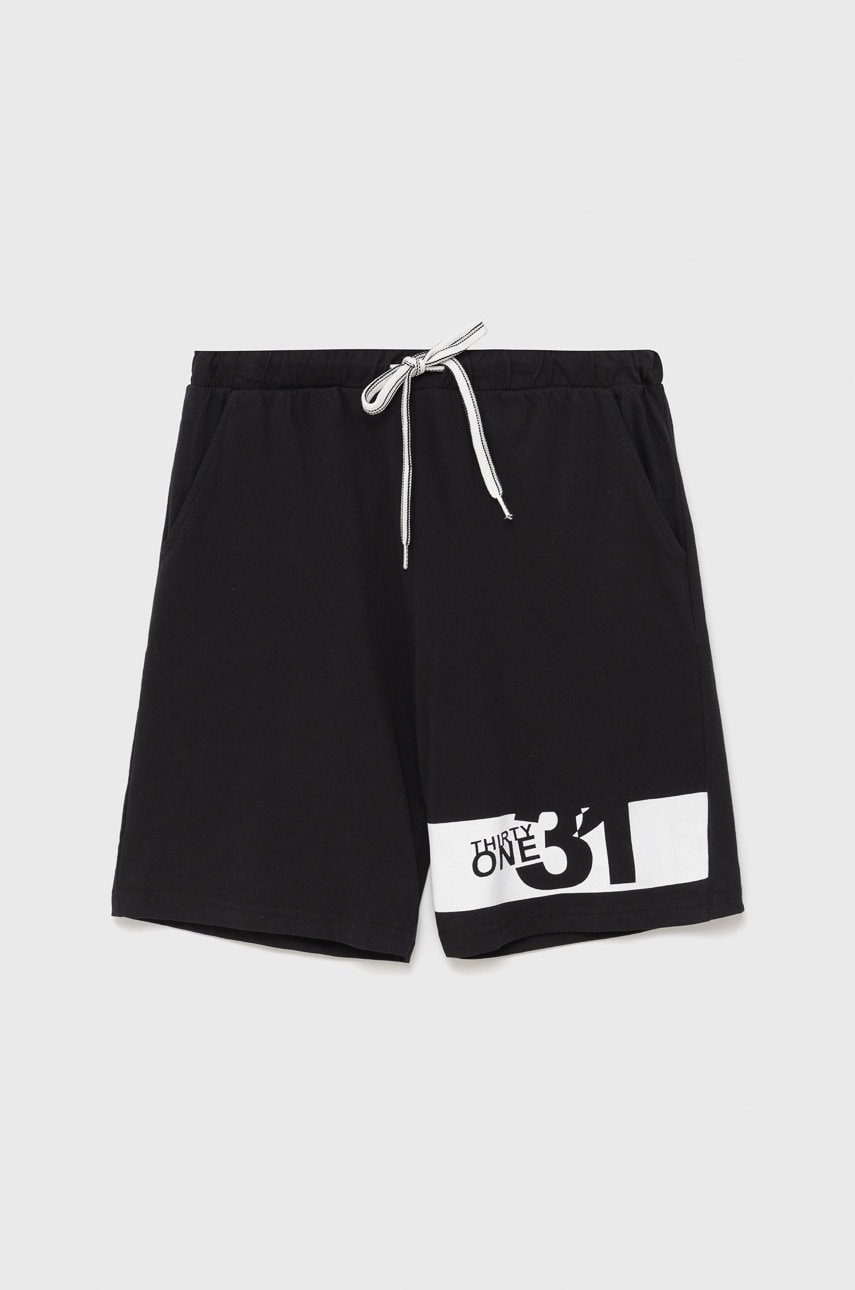 Birba&trybeyond pantaloni scurți din bumbac pentru copii culoarea negru, talie reglabila