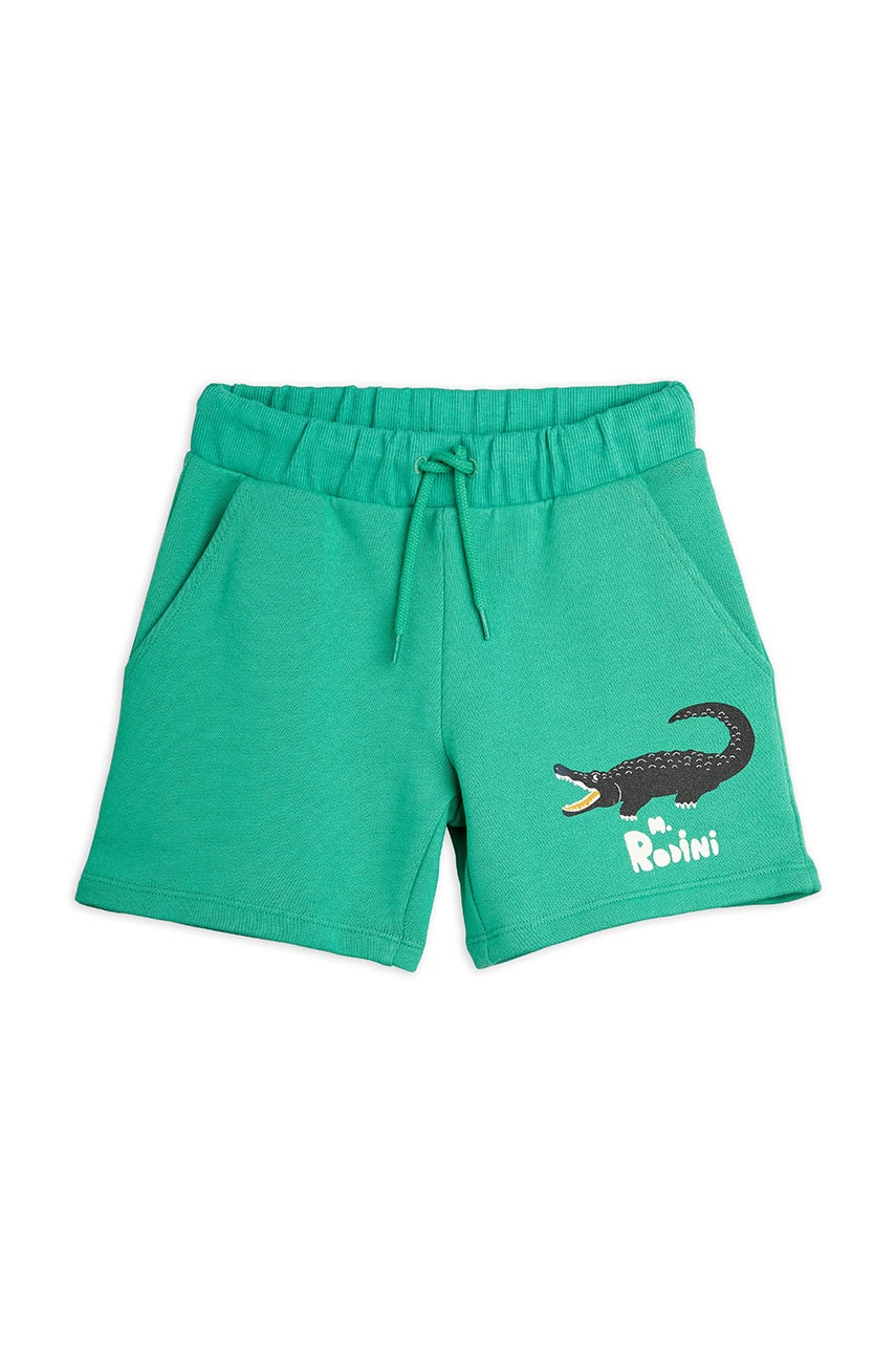Mini rodini pantaloni scurți din bumbac pentru copii culoarea verde, talie reglabila