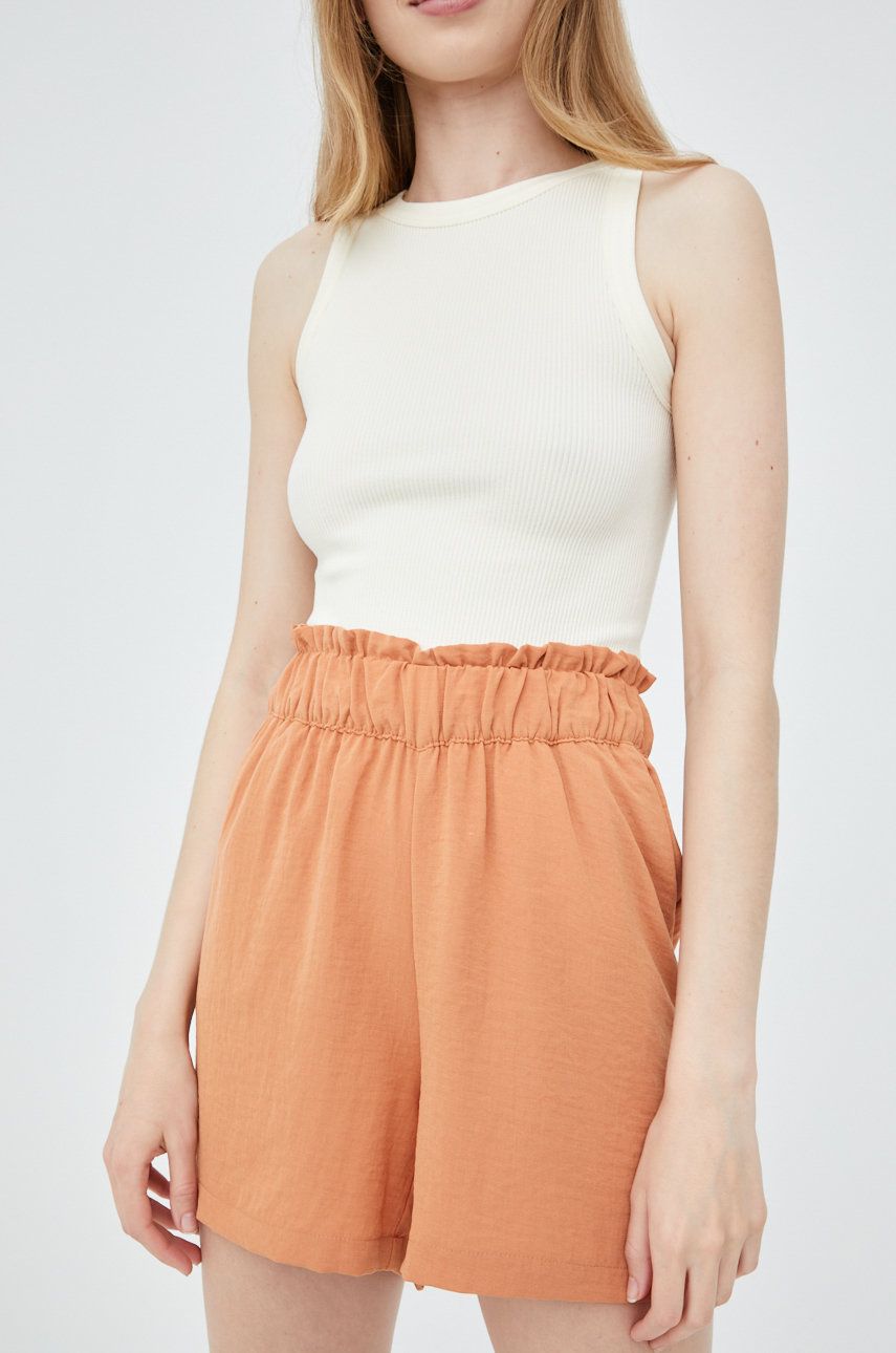 Kraťasy JDY dámské, oranžová barva, hladké, high waist - oranžová -  100% Polyester