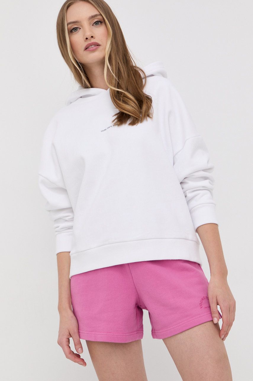 Bavlněné šortky Young Poets Society dámské, růžová barva, hladké, high waist - růžová -  100% B