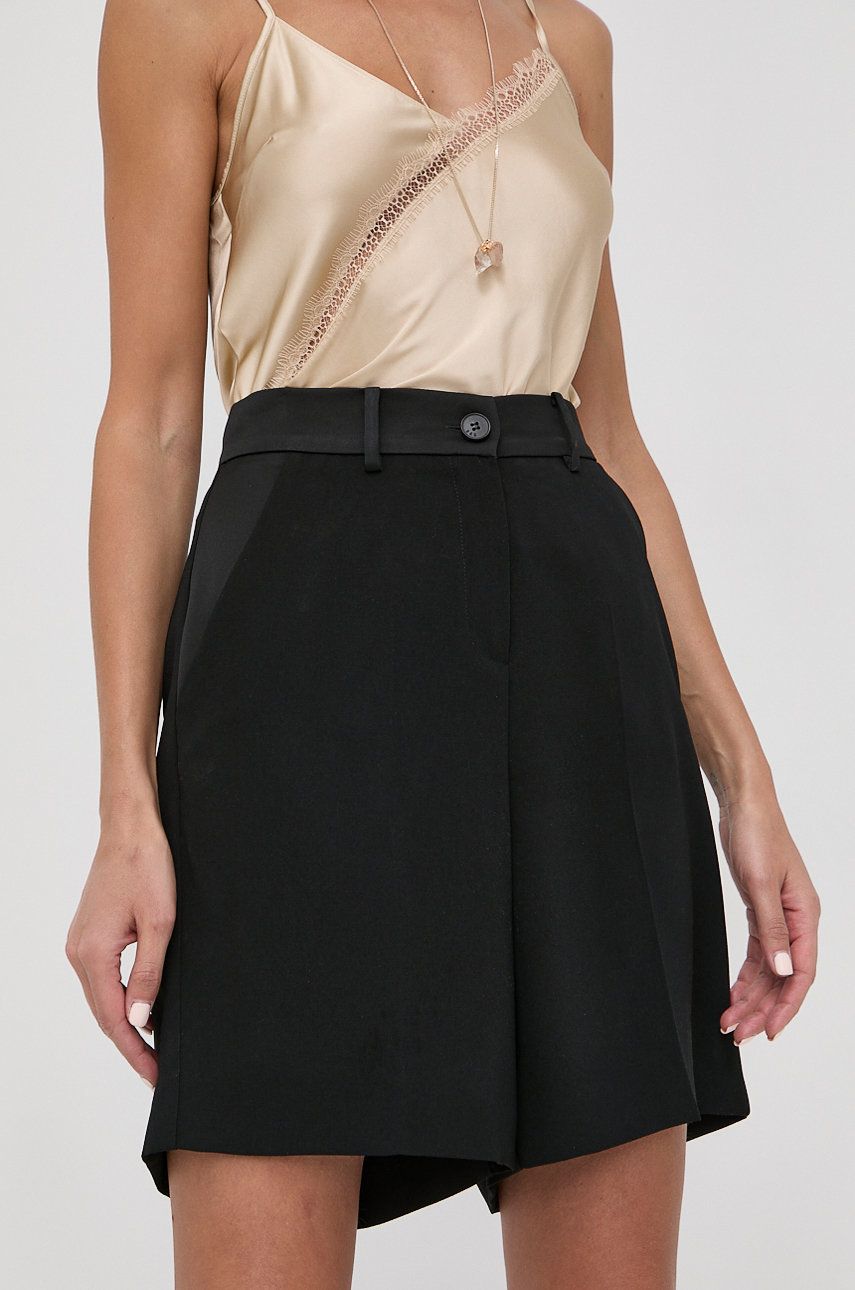 Marella pantaloni scurti femei, culoarea negru, neted, high waist 2022 ❤️ Pret Super answear imagine noua 2022