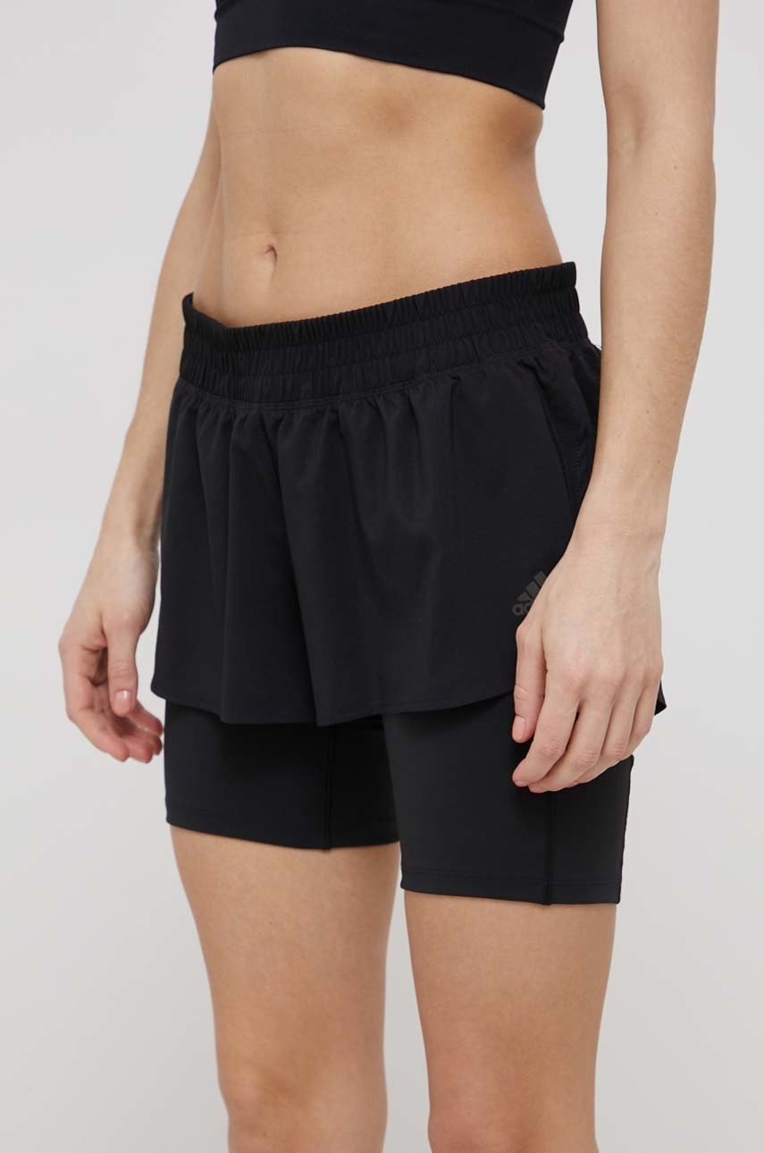 

Шорти для бігу adidas Performance H57754 жіночі колір чорний однотонні середня посадка