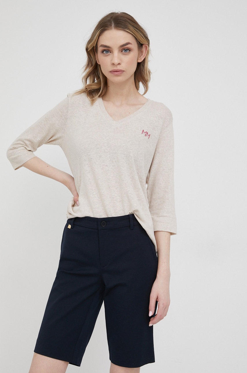 

Шорти Lauren Ralph Lauren жіночі колір синій однотонні середня посадка