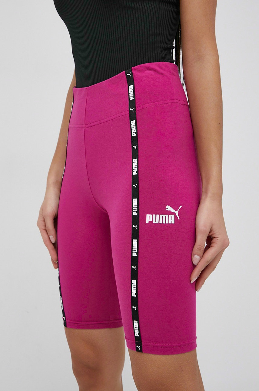 

Къси панталони Puma 847121 дамско в розово с апликация с висока талия, Розов