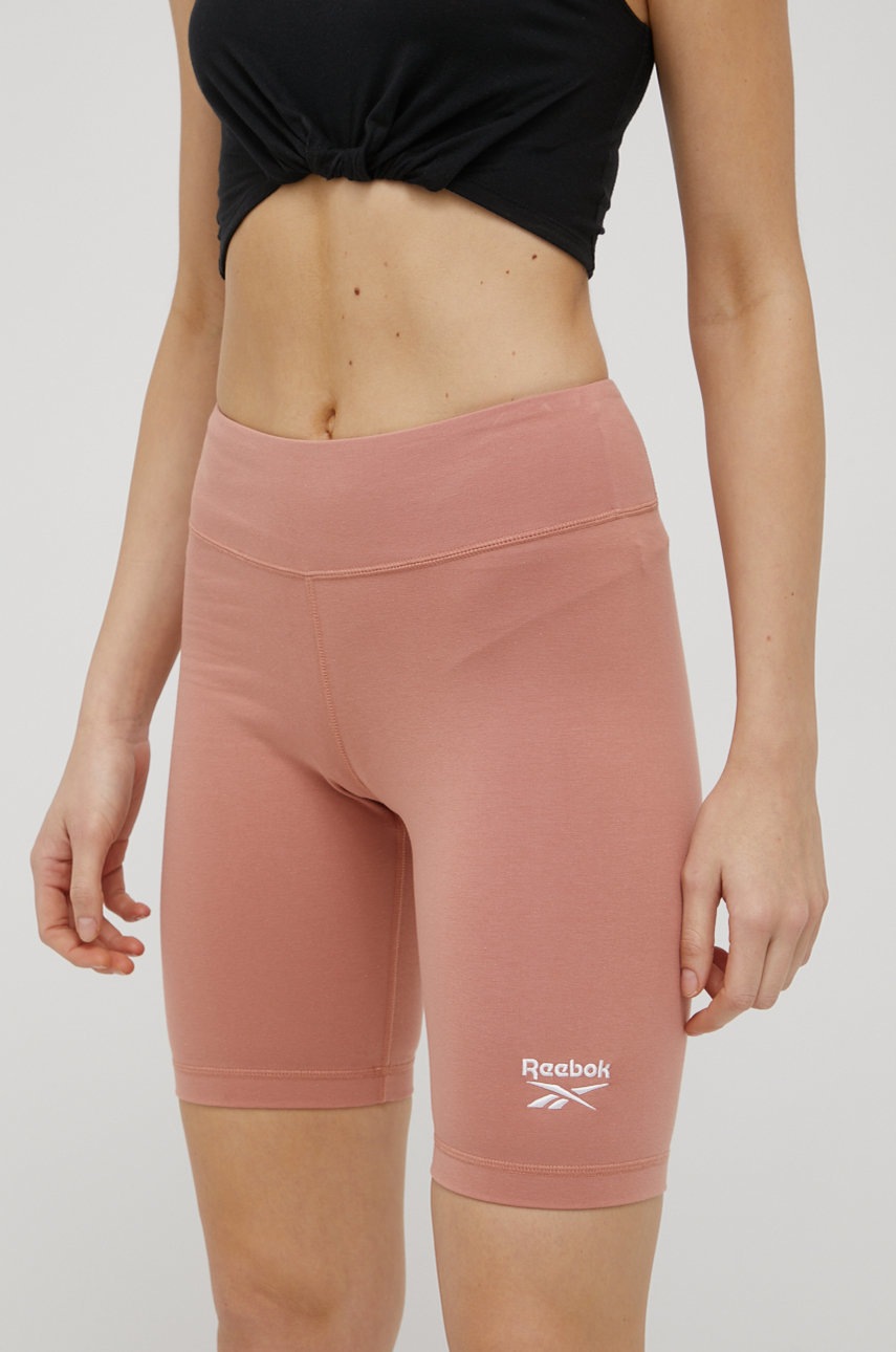 

Шорти Reebok HB2314 жіночі колір помаранчевий однотонні середня посадка