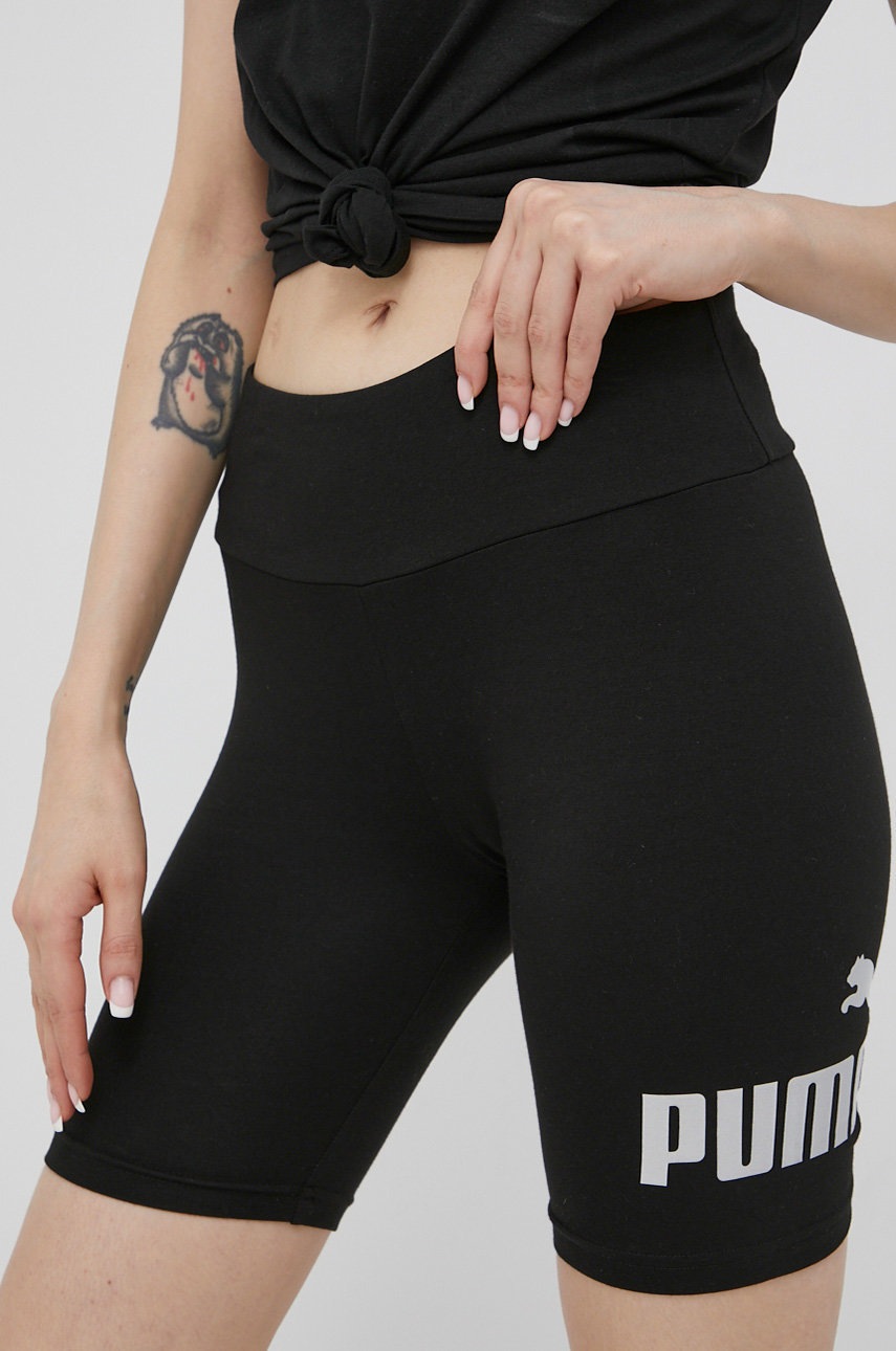 

Къси панталони Puma 848306 дамско в черно с принт с висока талия, Черен
