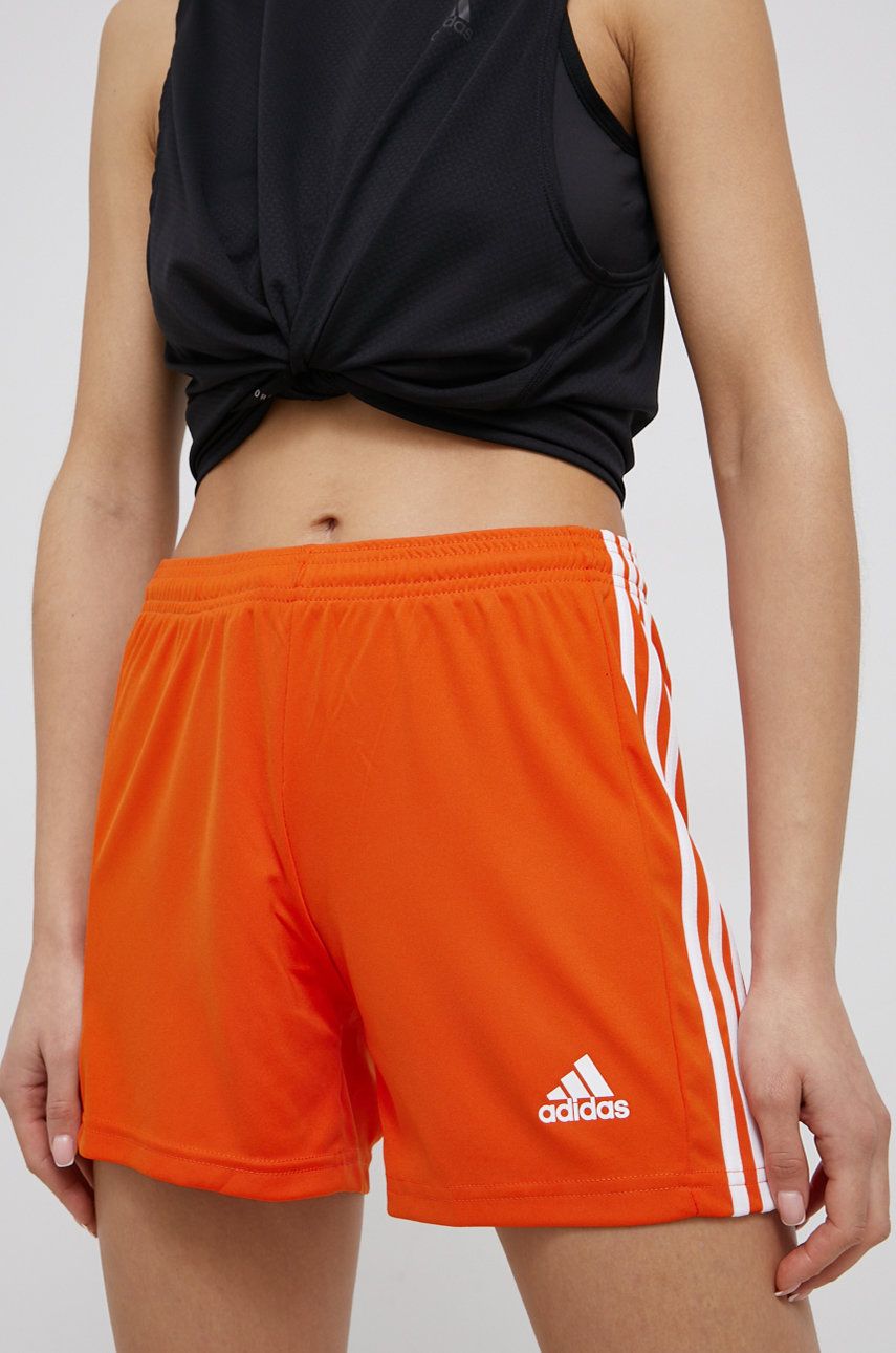 adidas Performance pantaloni scurți de antrenament femei, culoarea portocaliu, neted, medium waist adidas Performance
