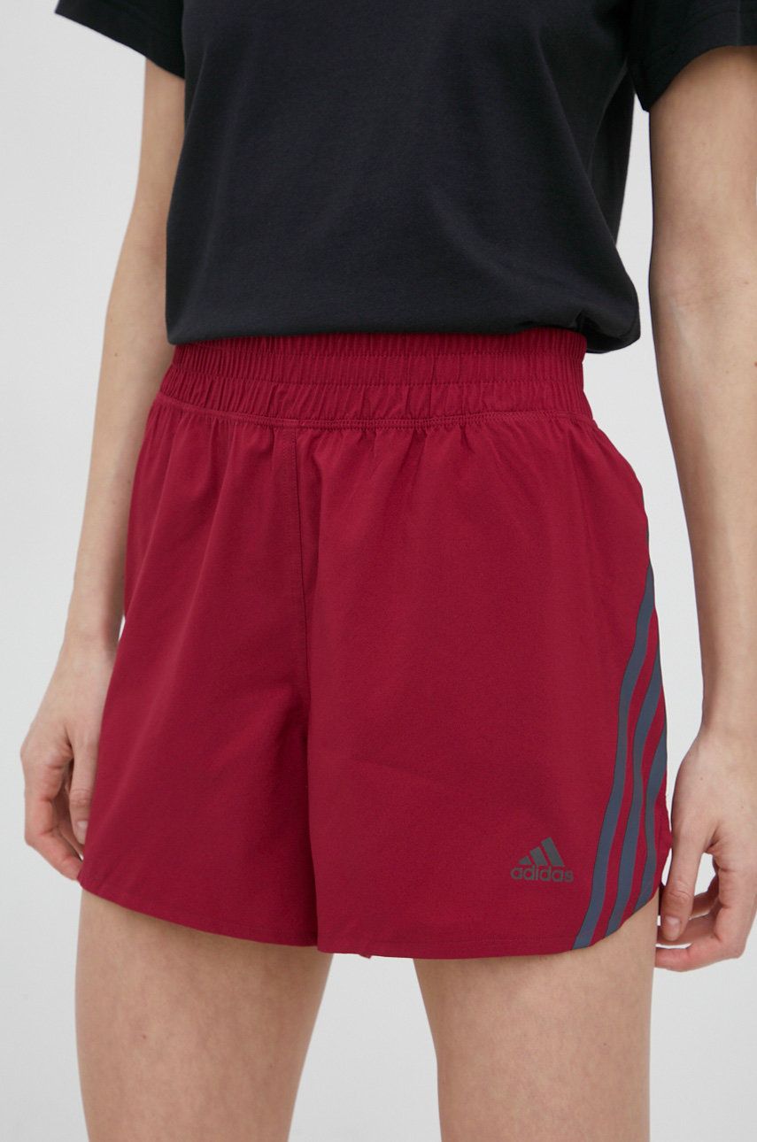 Levně Běžecké šortky adidas Performance Run Icons H57186 fialová barva, s potiskem, medium waist