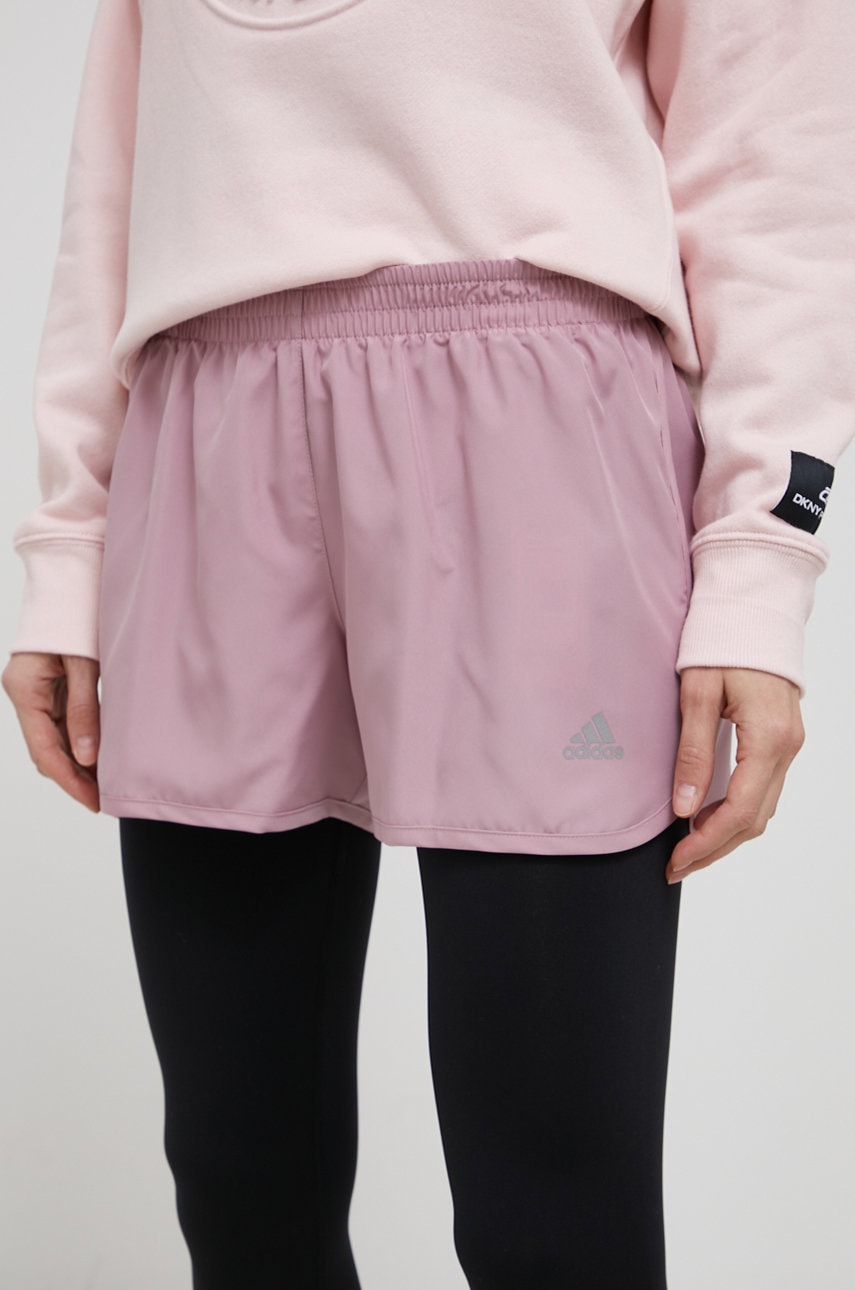 Adidas Performance Pantaloni Scurti De Alergare Hd2810 Femei, Culoarea Roz, Neted, High Waist