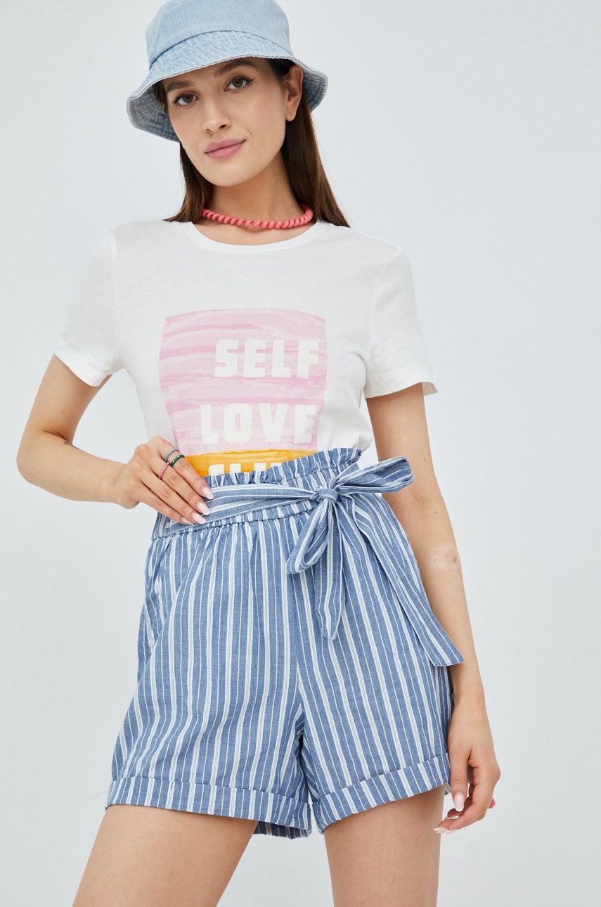 E-shop Bavlněné šortky Vero Moda dámské, vzorované, high waist