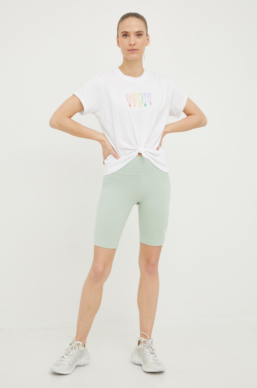 

Шорти для тренувань Reebok Identity Logo жіночі колір зелений однотонні середня посадка