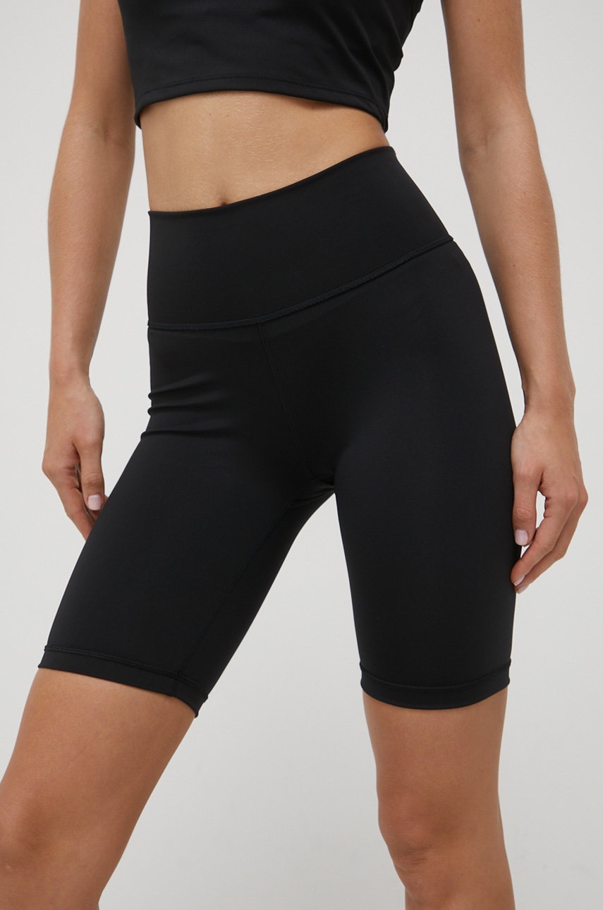 Adidas Performance Pantaloni Scurti De Antrenament Optime H64227 Femei, Culoarea Negru, Neted, High Waist