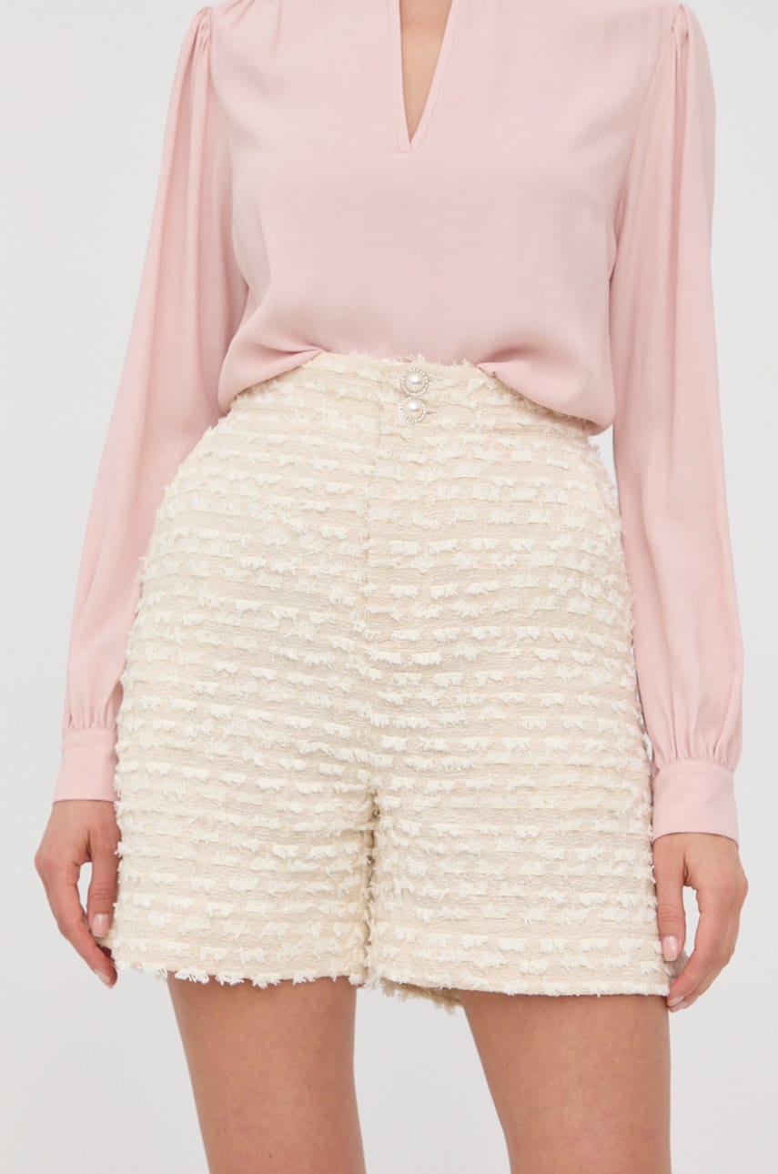 Custommade pantaloni scurti femei, culoarea bej, modelator, high waist