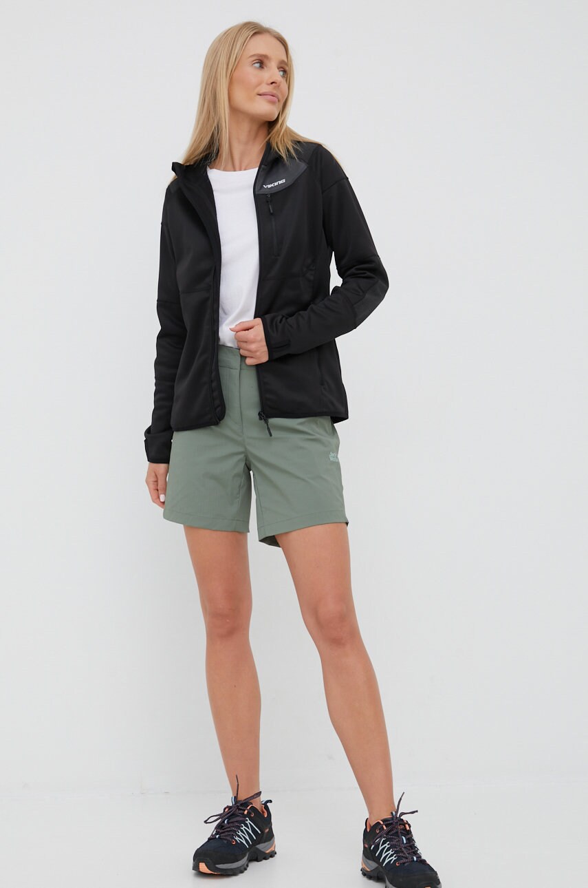 

Шорты outdoor Jack Wolfskin Peak женские цвет зелёный однотонные средняя посадка